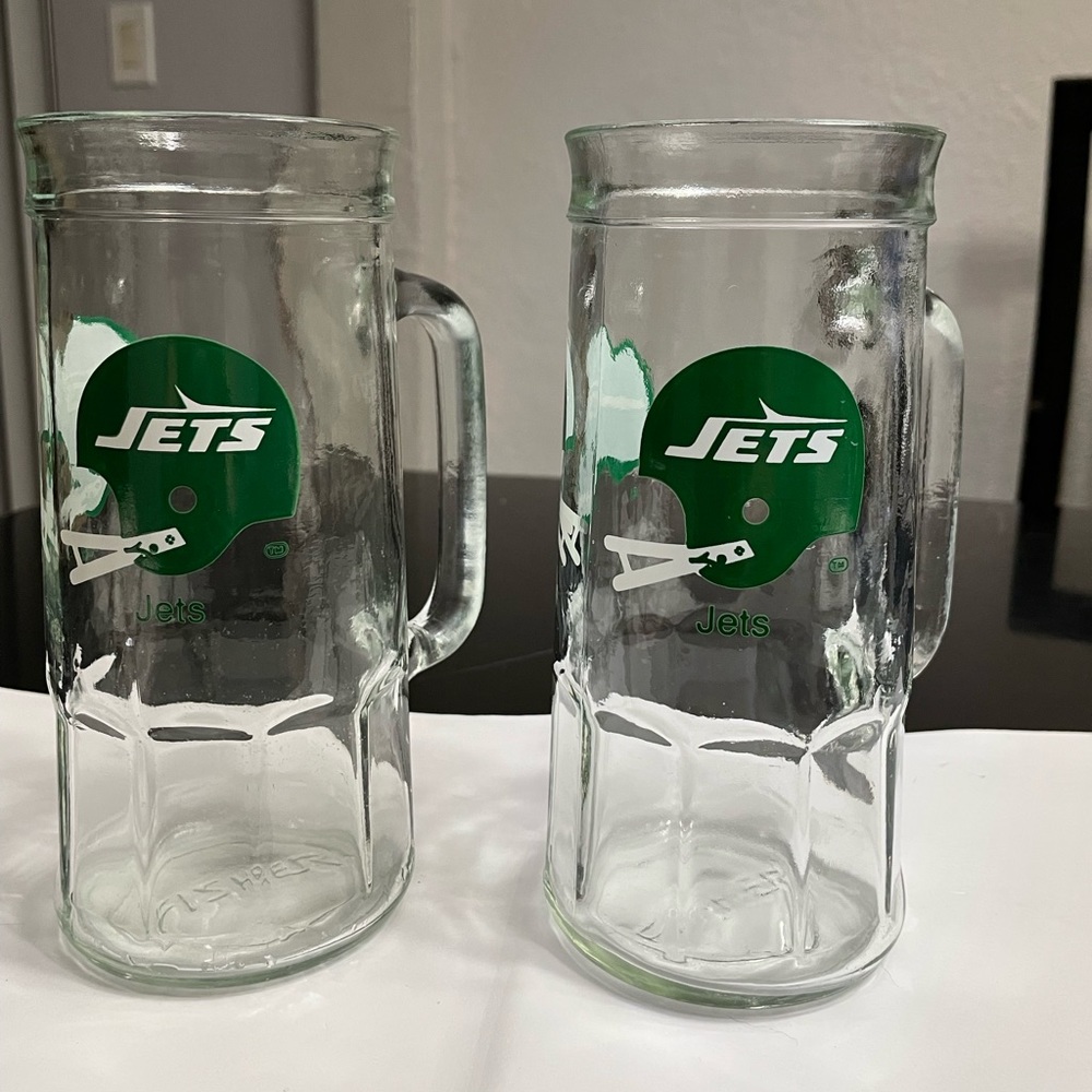 New York Jets NFL Glass Beer Mug Stein Fisher